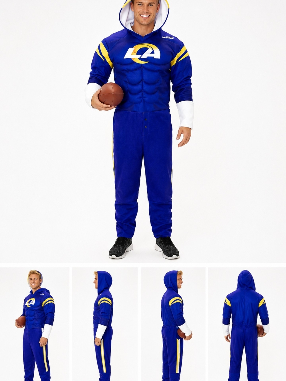 NFL Blue & Yellow Muscle Hoodie Jumpsuit Superhero Costume